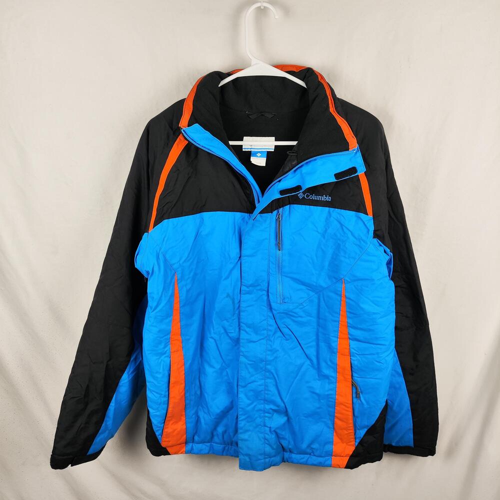 Columbia Jacket Boys 18/20 Blue Black Colorblock Fleece Lined Ski Winter